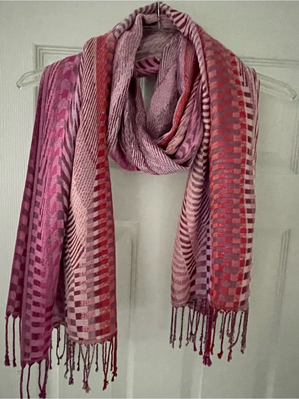 Pink Patterned Women's Scarf - Elegant Lightweight Wrap